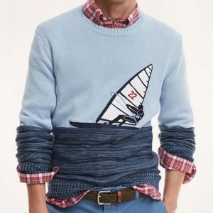 Brooks Brothers Cotton Windsurfer Crewneck Sweater Size Large